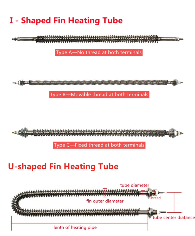 Tubular Finned Air Heating Element Tube Duct Heater